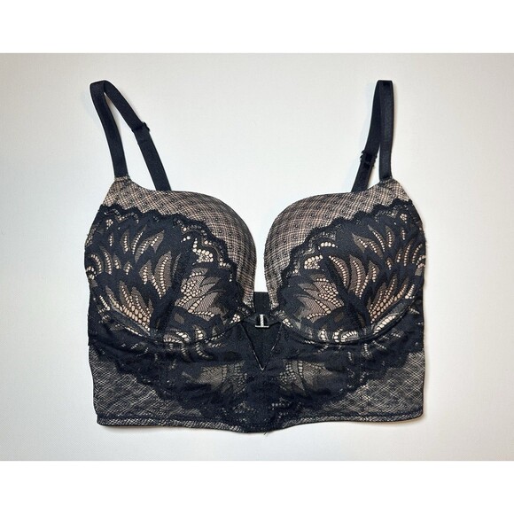 Adore Me Black Lace Longline Bra with Underwire Support - Picture 1 of 7